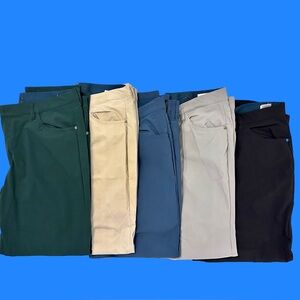 FIVE PAIRS ADIDAS GOLF PANTS GENTLY USED!! 36x30 GREEN, BLUE, BEIGE, GREY, BLACK